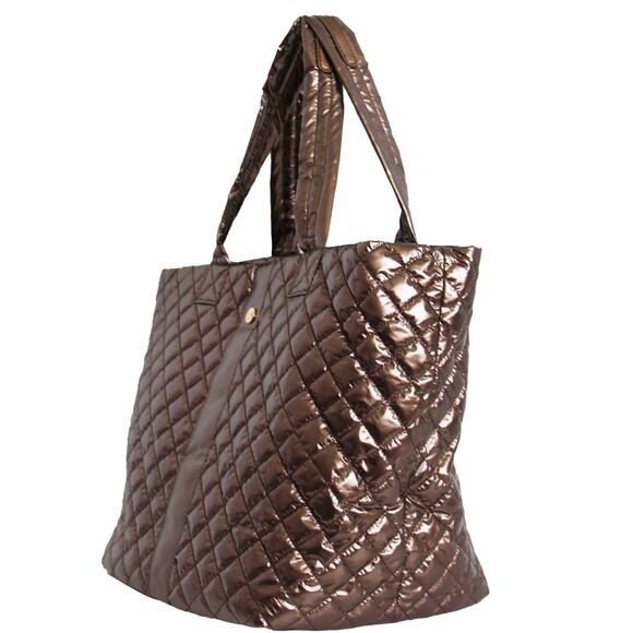 The Debra Diamond Quilted Nylon Tote Bag Cocoa Mocha - Picture 2 of 4
